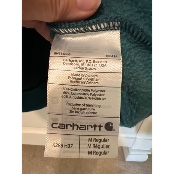 Carhartt men’s hoodie loose fit teal size medium midweight EUC Work Shirt Casual - Picture 5 of 7